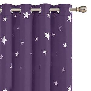 <span class=keywords><strong>Tende</strong></span> Oscuranti Moderne Deconovo Silver Star con Stampa in Lamina, Fonoassorbenti, per Camera da Letto, Cameretta, Soggiorno, 2 Pannelli 42x84 Pollici, Colore Royal - Product Image 2