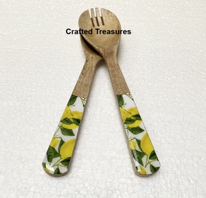 Meilleure vente personnalisé bois avec émail imprimé vaisselle cuillère et fourchette cuisine cuisine service salade outils fête de mariage et maison - Product Image 4