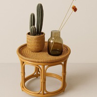 Belle table en rotin petit cercle en gros artisanat en osier naturel tables basses et thé rondes pour l'exportation