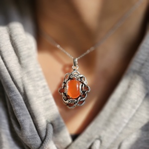 Oxidized Silver <b>Snake</b> Carnelian Pendant Charm Pendants with Gemstone Silver <b>Snake</b> Unique and Elegantly Designed <b>Jewelry</b> - Product Image 4