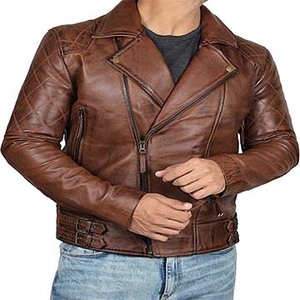 Veste en cuir de style simple manteau hommes automne mode vestes en cuir véritable - Product Image 3