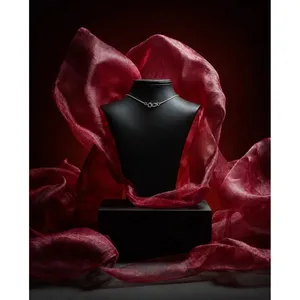 Collier pendentif goutte d'eau en argent 925 plaqué rhodium avec diamant rond pour femme SHREYA DIAM, chaîne maille forçat, style vintage, idéal pour mariage - Product Image 2
