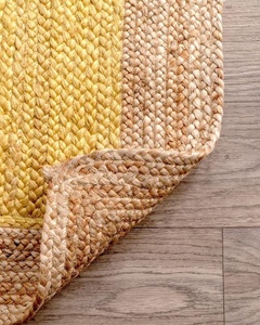 Contemporary Bespoken Buy 100 high quality Jute Rug Handmade Yellow Jute Cotton Floor Door <b>Mat</b> Rugs Yellow for Living Room Sets - Product Image 5