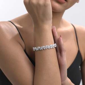 Exquisita pulsera de diamantes cultivados en laboratorio de marquesa de lujo a la moda, oro sólido de 14K para ropa de boda de mujer, alta joyería de moda OEM - Product Image 3