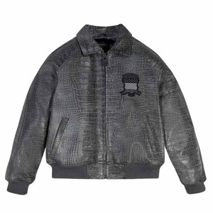 Veste en cuir Avirex unisexe personnalisée, véritable cuir de vachette vintage matelassé, coupe-vent, laine rayée, poches avant sur le devant - Product Image 1