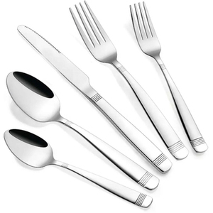 Ensemble de couverts en acier inoxydable couleur or au design gravé parfait pour les mariages et les fêtes Ensembles de couverts Utilisation quotidienne - Product Image 6