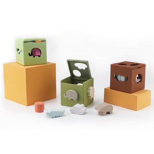 Jouets pour bébés sans BPA, de qualité alimentaire, en silicone, jouets empilables, nouveau design, hexaèdre, détachable, doux, sûr, ensemble éducatif - Product Image 1