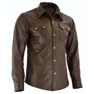 New Design Light Weight High Quality Wholesale 2024 and 2025 Men Best Design <b>Leather</b> Material <b>Leather</b> <b>Shirt</b> for Men - Product Image 1