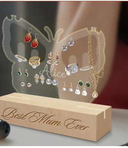 2025 Factory Price Elegant Acrylic Earring Display <b>Stand</b> with Rustic Wooden Base for Stylish Jewelry Organization - Product Image 4