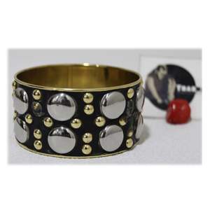Brass Bangle in Dot Inlay Design Bangle in Black & Gold Color & New Fashion Stylish Design for Women Tradnary - Product Image 1