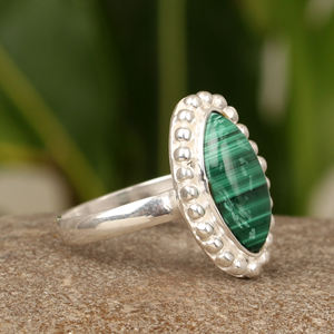 Vente en gros en vrac 8x16mm Malachite Marquise Bague Design Unique 925 Sterling Silver Handmade Fine Custom Jewelry Fournisseur de confiance - Product Image 4