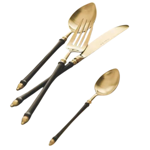 Ensemble de couverts en acier inoxydable plaqué or, fourchette cuillère couteau de cuisine, couverts fabriqués avec une qualité haut de gamme - Product Image 1