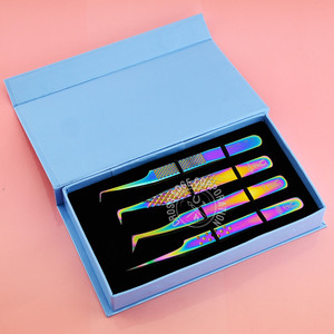 Pince à épiler pour extensions de cils, pointe fine, volume russe, en acier inoxydable, avec poignée en fibre diamantée, outil de précision, best-seller - Product Image 1