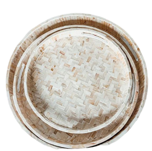 ผลิตภัณฑ์ที่ขายดีที่สุดแม่ของมุกให้บริการถาดที่มีขนาดต่างๆรอบถาดซับสำหรับการจัดเก็บอาหารเช้าเครื่องดื่มตกแต่งบ้าน - Product Image 1