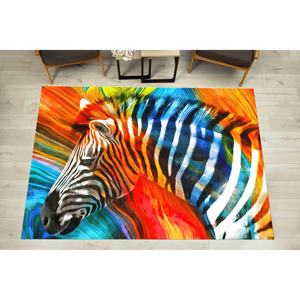 Tapis rond zèbre coloré : décoration moderne pour la maison, tapis imprimé, tapis à poils doux - Product Image 1