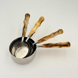 4PCS Resin Handle <b>Measuring</b> <b>Cups</b> and <b>Measuring</b> Spoons Stainless Steel Mirror Polished Measure Spoon and Measure <b>Cup</b> Set - Product Image 4