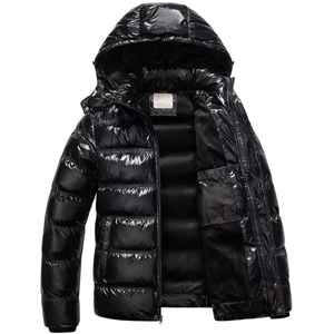 2026 Customized Men's Hooded Puffer Jacket Winter Warm Outdoor 100% Nylon Casual Fit Shiny <b>Coat</b> - Product Image 1