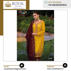 Hermosa colección de trajes Palazzo Salwar de gasa pura de calidad premium de lujo a precio de mercado asequible para la venta - Product Image 3