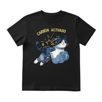 Camiseta de Alta Calidad con Estampado de Dibujos Animados, 100% Algodón, Unisex, Cuello Redondo, Transpirable y Duradera - 210GSM
