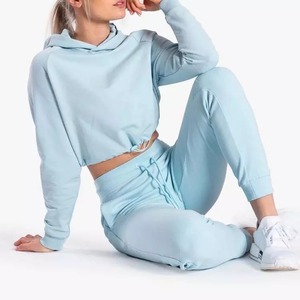 Haute qualité personnalisé femmes coton français éponge plaine sweat haut court capuche Style Streetwear pour l'hiver maximiser l'usure - Product Image 5