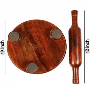 Wooden Rolling Pin Board Roti <b>Chapati</b> <b>Maker</b> Handcrafted Eco-Friendly Floral Pattern Kitchen Essential Traditional Indian Cooking - Product Image 4