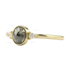 Meilleure vente Bague en or massif naturel 14K Bague en diamant de sel et de poivre faite à la main d'Inde - Product Image 6