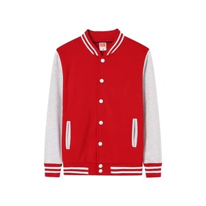 Chaqueta de béisbol de algodón para hombre al por mayor, ropa de equipo universitario, cuello de solapa con logotipo personalizado bordado, cierre de botón cubierto, acabado - Product Image 1