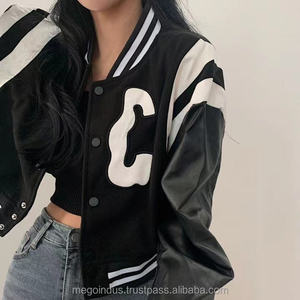 Chaqueta Universitaria Corta de Moda Coreana Vintage para Mujer, Estilo Urbano Holgado, Bordado, Invierno, Chic, Estilo Béisbol, Corta, de Algodón, Cortavientos - Product Image 6