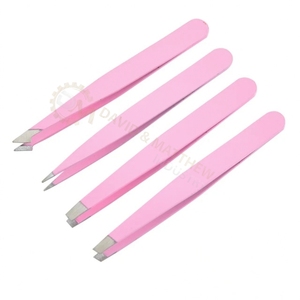 Customized Brow Tweezers Stainless Steel Stock Wholesale Slanted Tip Titanium Black Eyebrow Tweezers for Plucking - Product Image 4
