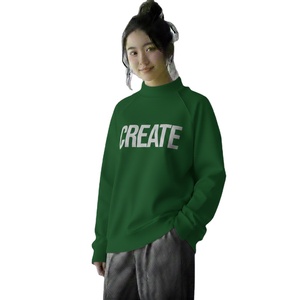 Sweat-shirt décontracté pour femme, col montant, coupe ample et oversize, couleur unie, logo personnalisé positionné à l'avant, en coton et polyester, collection automne - Product Image 1