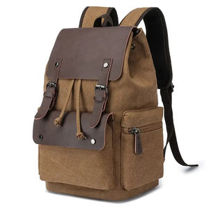 Sac à dos tendance en toile décontractée imperméable avec cordon de serrage, imprimé vintage, logo personnalisé, confortable pour étudiants, vente en gros OEM - Product Image 3