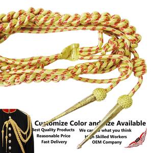 Aiguillettes de mylar dorado y granate con puntas de metal de latón recubiertas de oro - Product Image 3