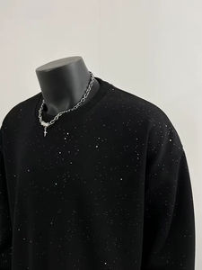 Personalizado propio logotipo de los hombres de alta calidad sudadera OEM diamante strass sudaderas personalizado pulóver strass cuello redondo sudaderas - Product Image 3