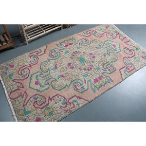 พรมตุรกี 3.4x6.6 ฟุต (104x202 ซม.) ลายสัตว์สีชมพู พรมวินเทจ - Product Image 2