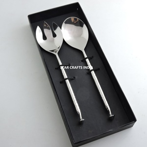 Outils de service de cuisine Couverts Cuillère et fourchette en acier inoxydable doré Serveurs à salade - Product Image 4