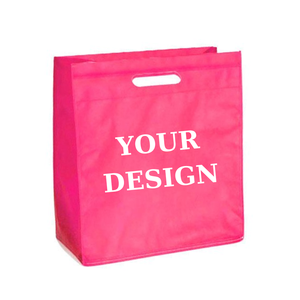 Custom Pink Nonwoven Shopping <b>Bag</b> with Patch Handle Reusable for Business Gift Use - Product Image 1