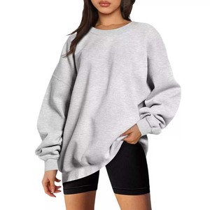 Design personnalisé hiver formel femmes coton/bambou couleur unie sweatshirts surdimensionnés avec logo personnalisé - Product Image 5