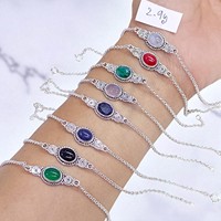 Multi Gemstone Bracelet fin en argent Bracelet en argent sterling Prix de gros Bijoux Bracelet exclusif en argent sterling 925