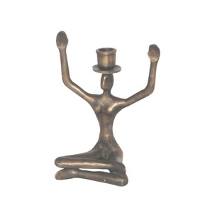 Figurine abstraite assise, porte-bougie en métal, art moderne, sculpture humaine décorative, décoration de table, décoration d'intérieur, ornement - Product Image 3