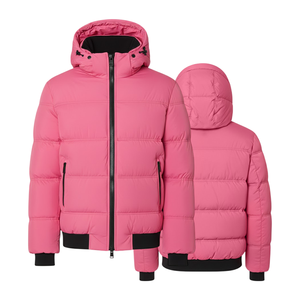 Blouson d'hiver matelassé rose à capuche pour homme, style streetwear, léger, chaud et isolé, avec motif, fabrication B2B - Product Image 1
