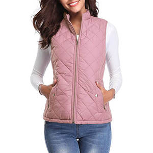 Chaqueta sin mangas con cuello levantado al por mayor, chaleco acolchado ligero personalizado para mujer - Product Image 4