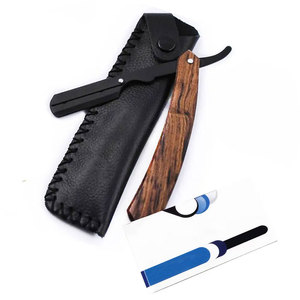 Rasoir hygiénique de barbier pour hommes dernière vente en gros de qualité supérieure en acier inoxydable manche en bois professionnel à bord droit - Product Image 4