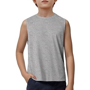 Cuello redondo Slim Fit sin mangas 100% algodón hecho camiseta sin mangas músculos Fit camisa chaleco camisetas transpirables al por mayor camiseta sin mangas al por mayor - Product Image 1