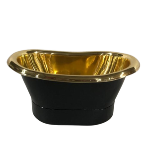 Venta al por mayor de lujo sólido hecho a mano de latón puro independiente bañera de pie niquelado cobre bañera de latón por fabricante indio - Product Image 3