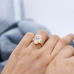 IGI Certified Vintage Marquise Engagement <b>Ring</b> Double Prong <b>Diamond</b> <b>Ring</b> with Side Stones - Product Image 6