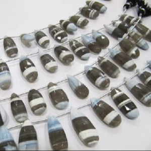 Perles en pierre bleue à facettes bio opale naturelle Briolette en forme de poire brin de 8 pouces env. 10x18mm 10x20mm pour la fabrication de bijoux - Product Image 1