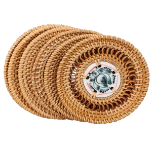 Dessous de verre à café en rotin hexagonal de conception artisanale en matériau pur - Product Image 6