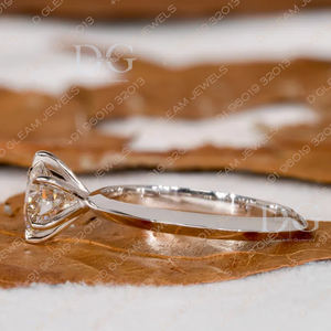 Bague de fiançailles en or jaune certifiée 1,00 CT-2,00 CT avec moissanite solitaire, taille brillante, sertie à griffes, bord de couteau, pour fête - Product Image 4