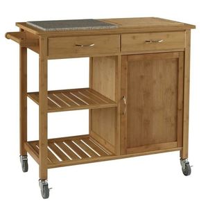 KIBamboo Mobile Kitchen Shelf Modern Design 105x50x90cm Made of <b>Oak</b>-KIB001 - Product Image 1