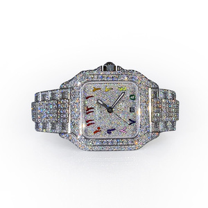 Reloj de Marca Completamente Adornado con Diamantes de Moissanita, Joyería Hip-Hop con Esfera Árabe para Regalo de Compromiso, Fiesta o Boda - Product Image 1